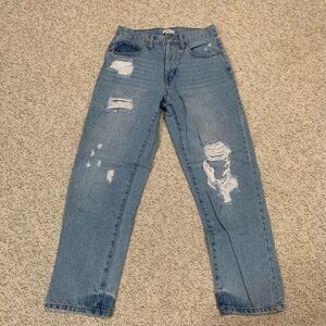 Forever 21 Mid-Rise Baggy Distressed Jeans